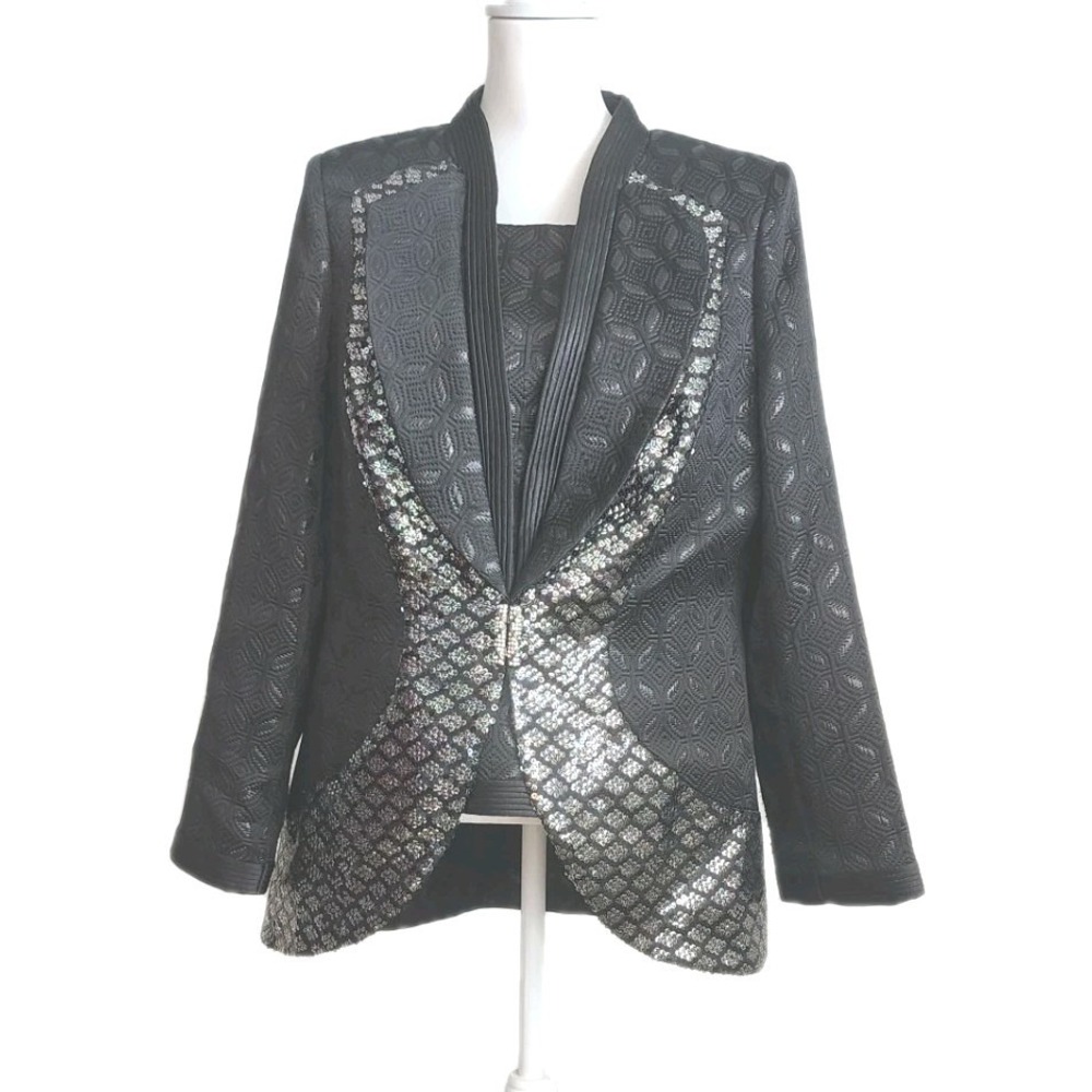 Louise Ricci 2Pc Jacket Top 16 Black Textured Shimmer Formal Upscale Cocktail